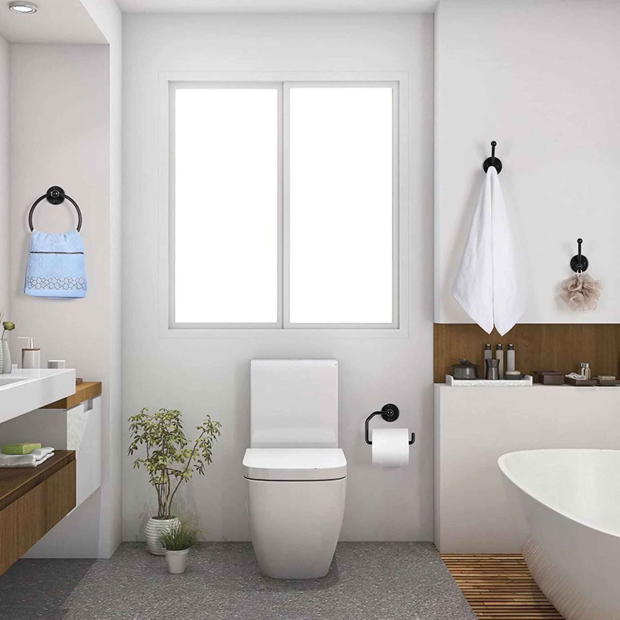 Stainless Steel Towel Ring & Toilet Paper Holder Set